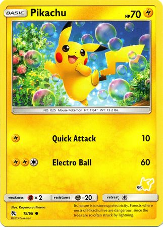 Pikachu (19/68) (Pikachu Stamp #55) [Battle Academy 2020] | The Time Vault CA