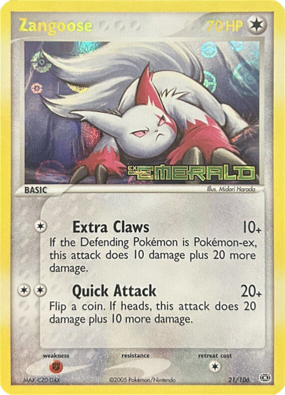 Zangoose (21/106) (Stamped) [EX: Emerald] | The Time Vault CA