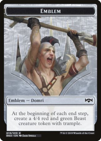 Emblem - Domri, Chaos Bringer [Ravnica Allegiance Tokens] | The Time Vault CA