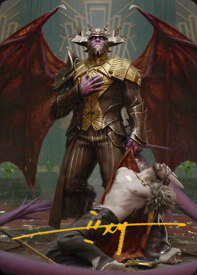 Ob Nixilis, the Adversary 1 Art Card (Gold-Stamped Signature) [Streets of New Capenna Art Series] | The Time Vault CA