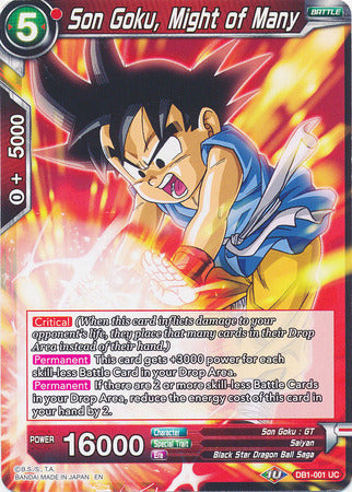 Son Goku, Might of Many (DB1-001) [Dragon Brawl] | The Time Vault CA