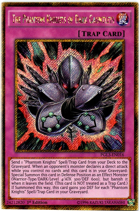 The Phantom Knights of Dark Gauntlets [PGL3-EN016] Gold Secret Rare | The Time Vault CA