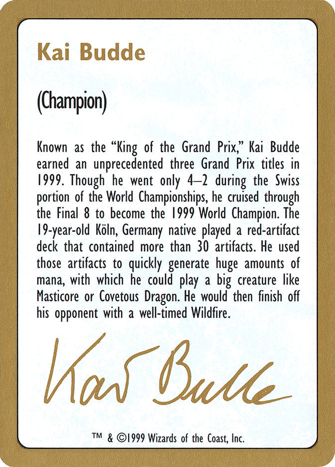 Kai Budde Bio [World Championship Decks 1999] | The Time Vault CA