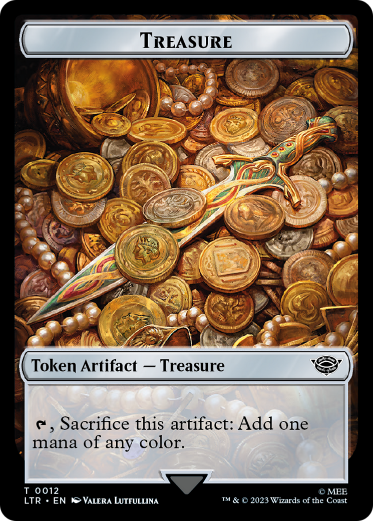 Elf Warrior // Treasure Double Sided Token [The Lord of the Rings: Tales of Middle-Earth Commander Tokens] | The Time Vault CA