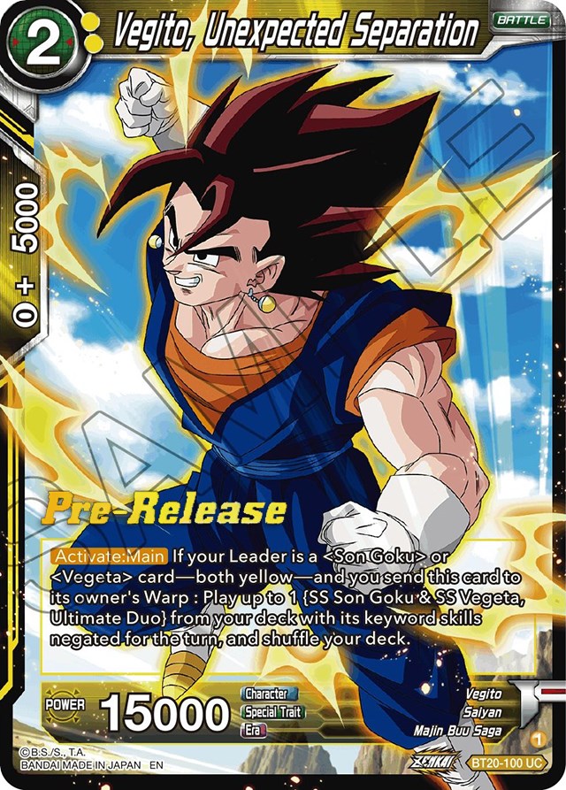 Vegito, Unexpected Separation (BT20-100) [Power Absorbed Prerelease Promos] | The Time Vault CA