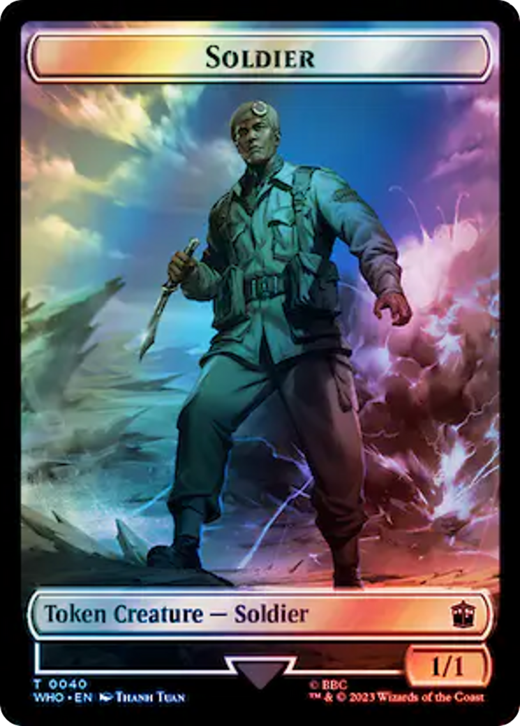 Soldier // Beast Double-Sided Token (Surge Foil) [Doctor Who Tokens] | The Time Vault CA