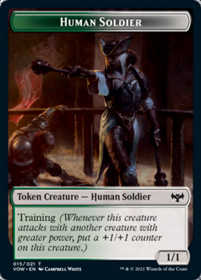 Zombie (008) // Human Soldier Double-sided Token [Innistrad: Crimson Vow Tokens] | The Time Vault CA