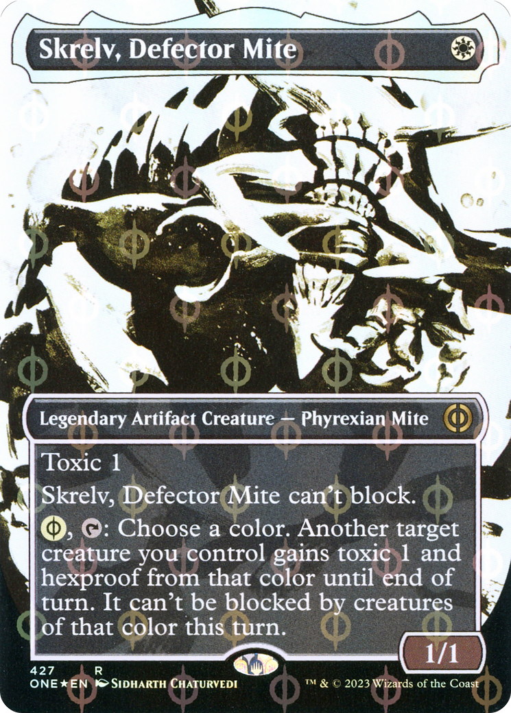 Skrelv, Defector Mite (Borderless Ichor Step-and-Compleat Foil) [Phyrexia: All Will Be One] | The Time Vault CA