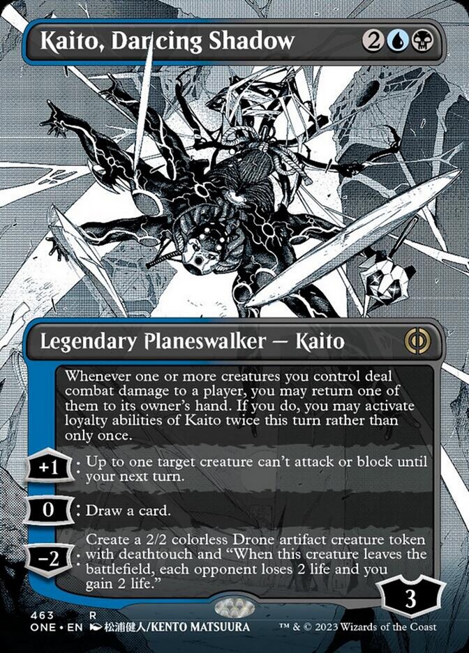 Kaito, Dancing Shadow (Borderless Manga Step-and-Compleat Foil) [Phyrexia: All Will Be One] | The Time Vault CA