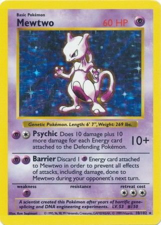 Mewtwo (10/102) [Base Set Shadowless Unlimited] | The Time Vault CA