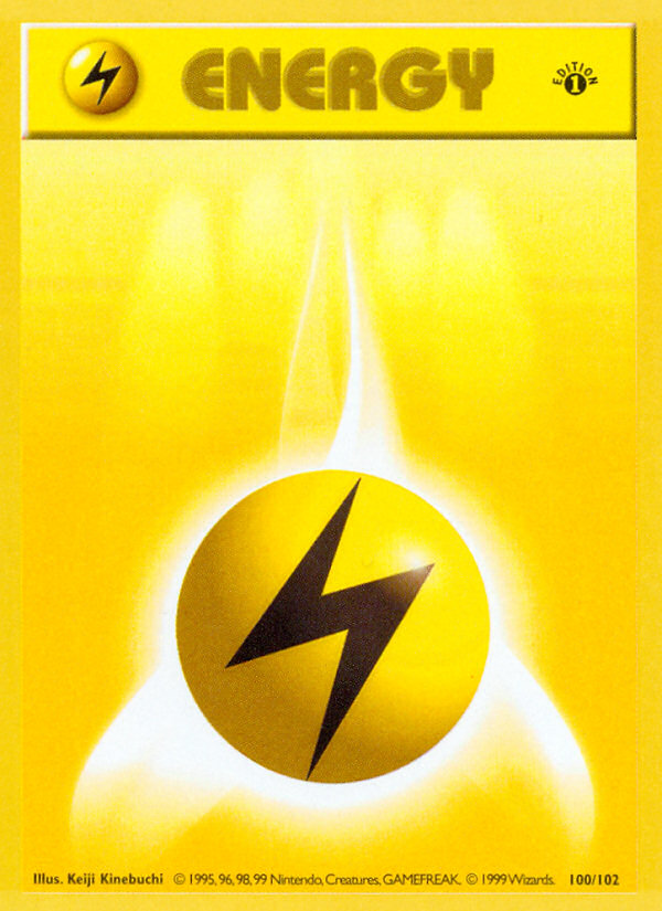 Lightning Energy (100/102) (Shadowless) [Base Set 1st Edition] | The Time Vault CA