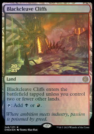 Blackcleave Cliffs [Phyrexia: All Will Be One Prerelease Promos] | The Time Vault CA