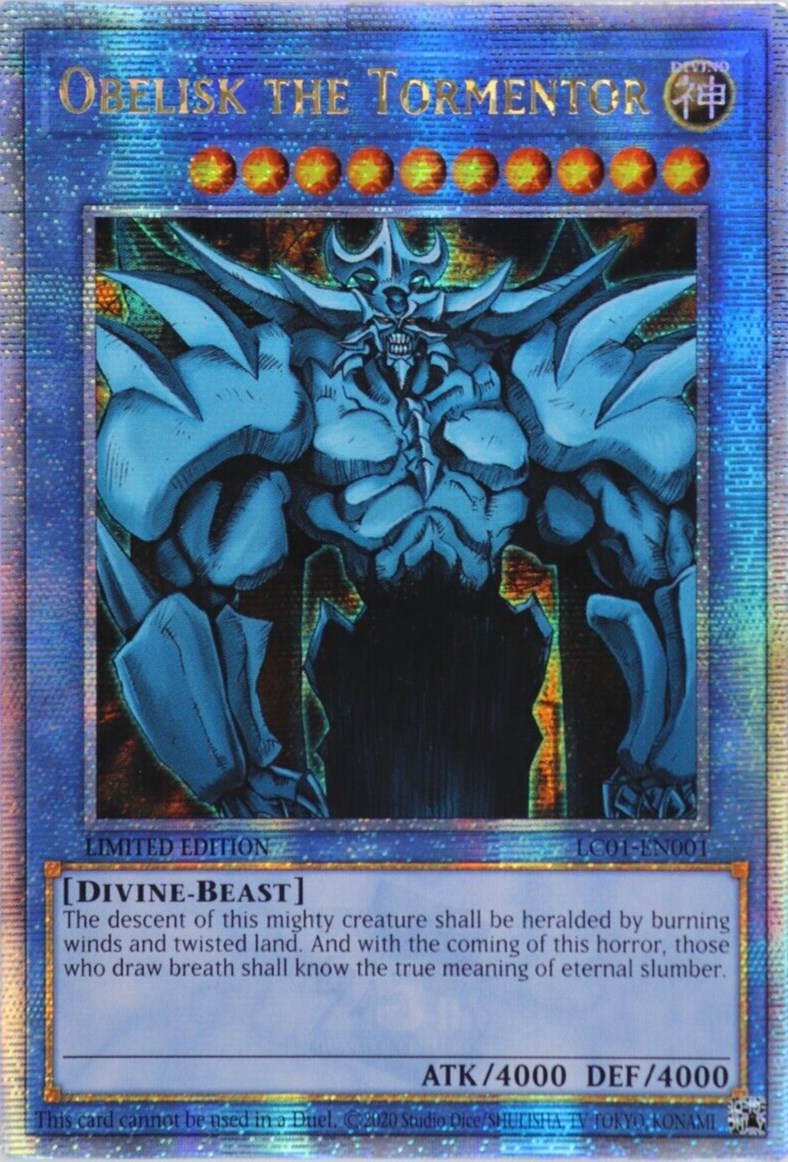 Obelisk the Tormentor (25th Anniversary) [LC01-EN001] Quarter Century Secret Rare | The Time Vault CA