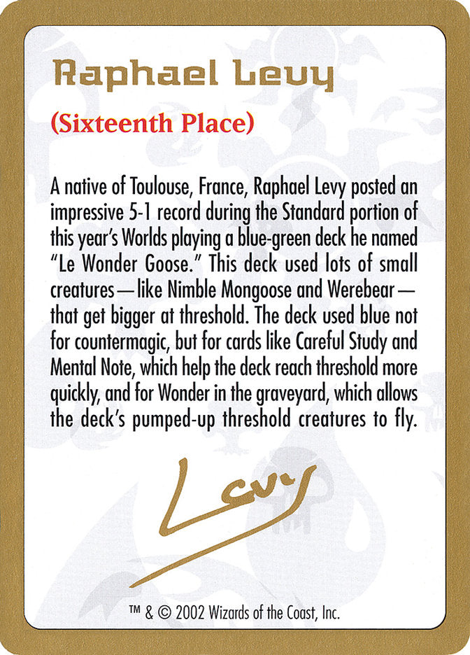 Raphael Levy Bio [World Championship Decks 2002] | The Time Vault CA