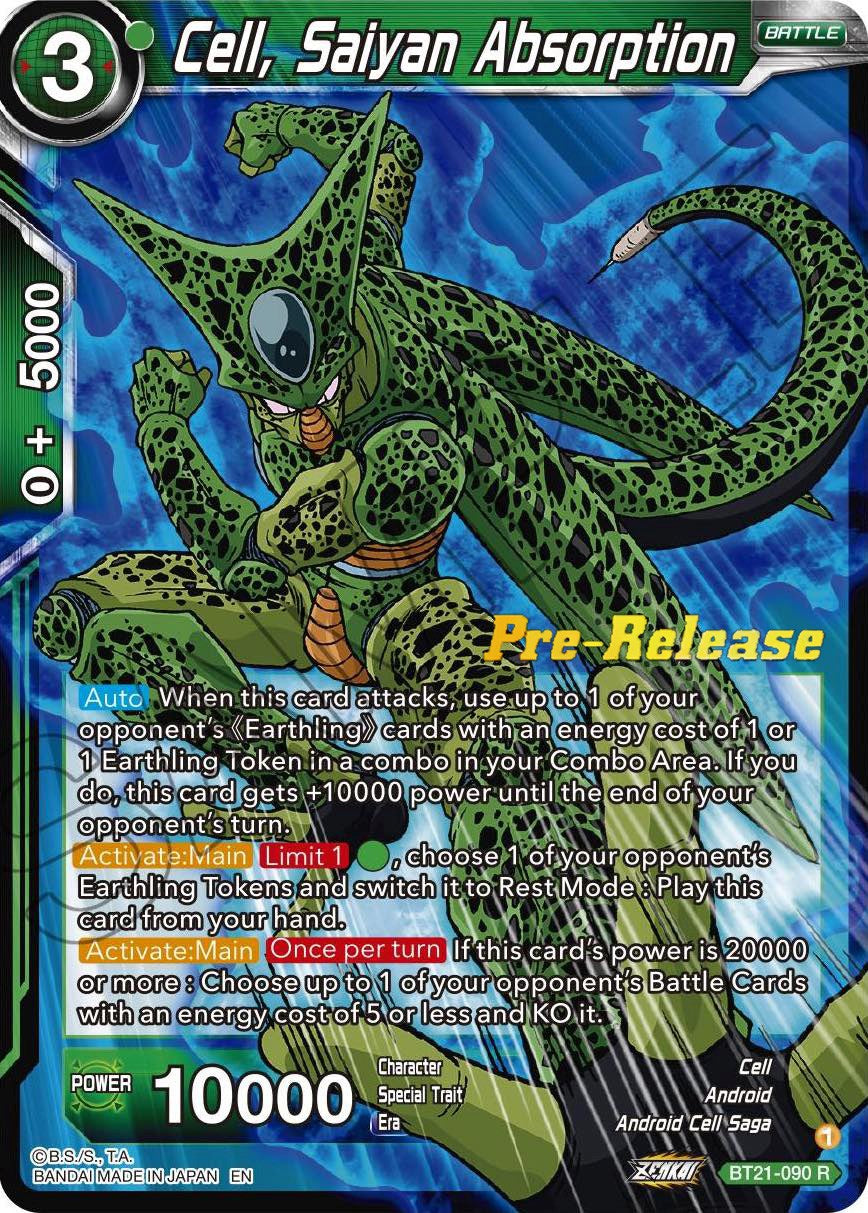 Cell, Saiyan Absorption (BT21-090) [Wild Resurgence Pre-Release Cards] | The Time Vault CA