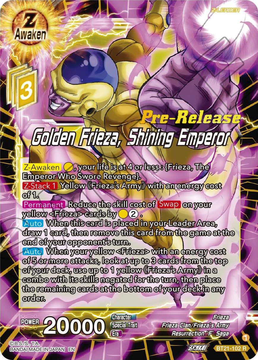 Golden Frieza, Shining Emperor (BT21-102) [Wild Resurgence Pre-Release Cards] | The Time Vault CA