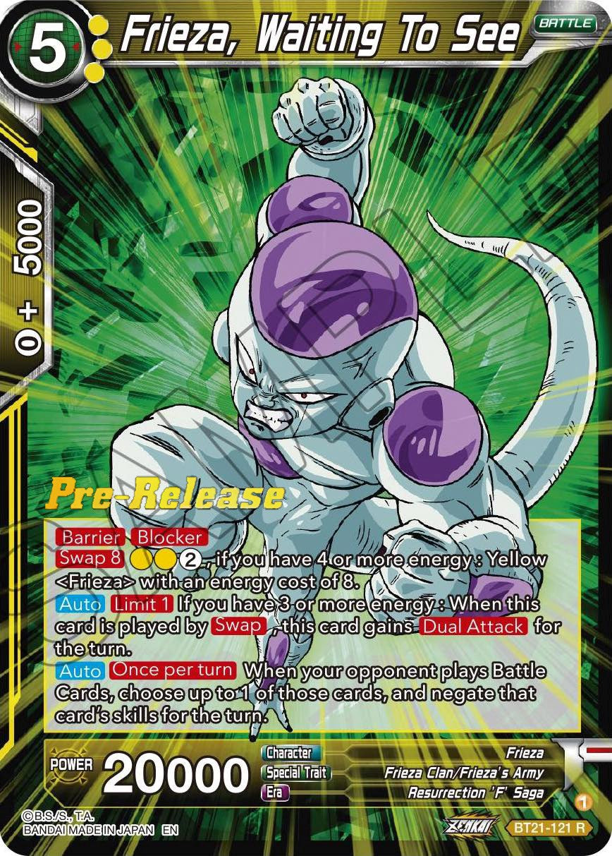 Frieza, Waiting To See (BT21-121) [Wild Resurgence Pre-Release Cards] | The Time Vault CA