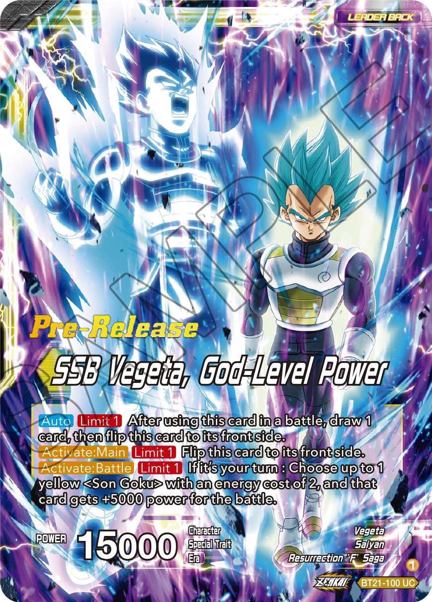 SSB Son Goku // SSB Vegeta, God-Level Power (BT21-100) [Wild Resurgence Pre-Release Cards] | The Time Vault CA