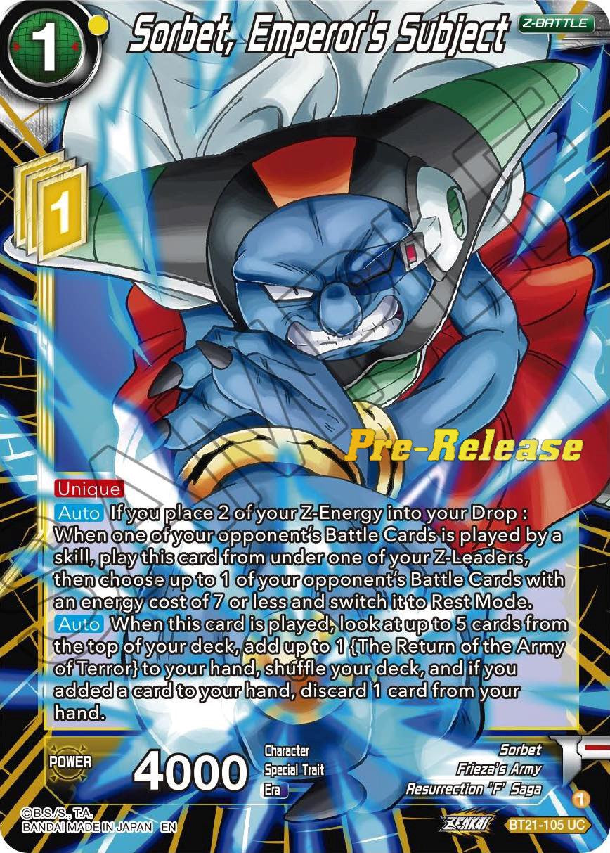 Sorbet, Emperor's Subject (BT21-105) [Wild Resurgence Pre-Release Cards] | The Time Vault CA