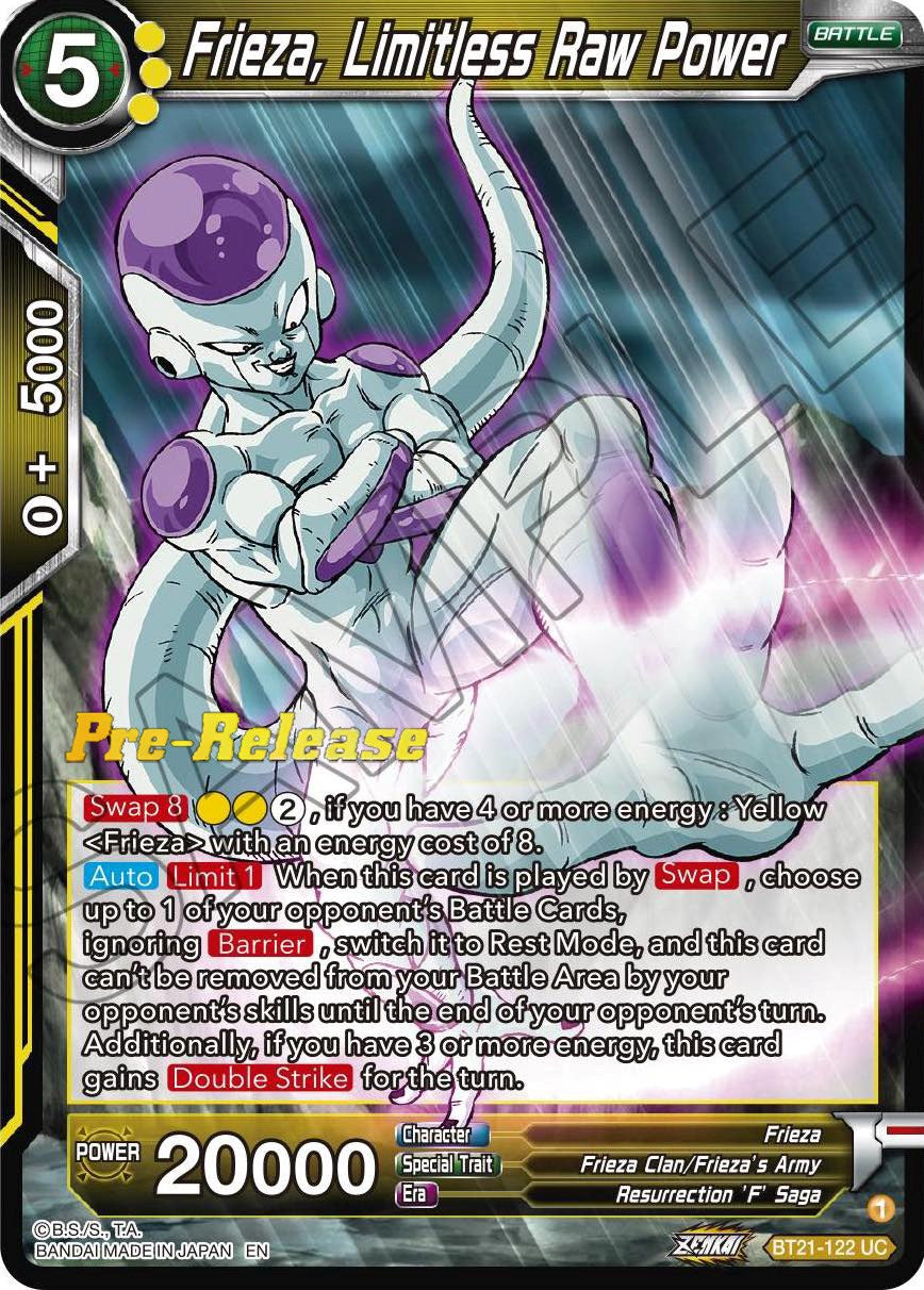 Frieza, Limitless Raw Power (BT21-122) [Wild Resurgence Pre-Release Cards] | The Time Vault CA