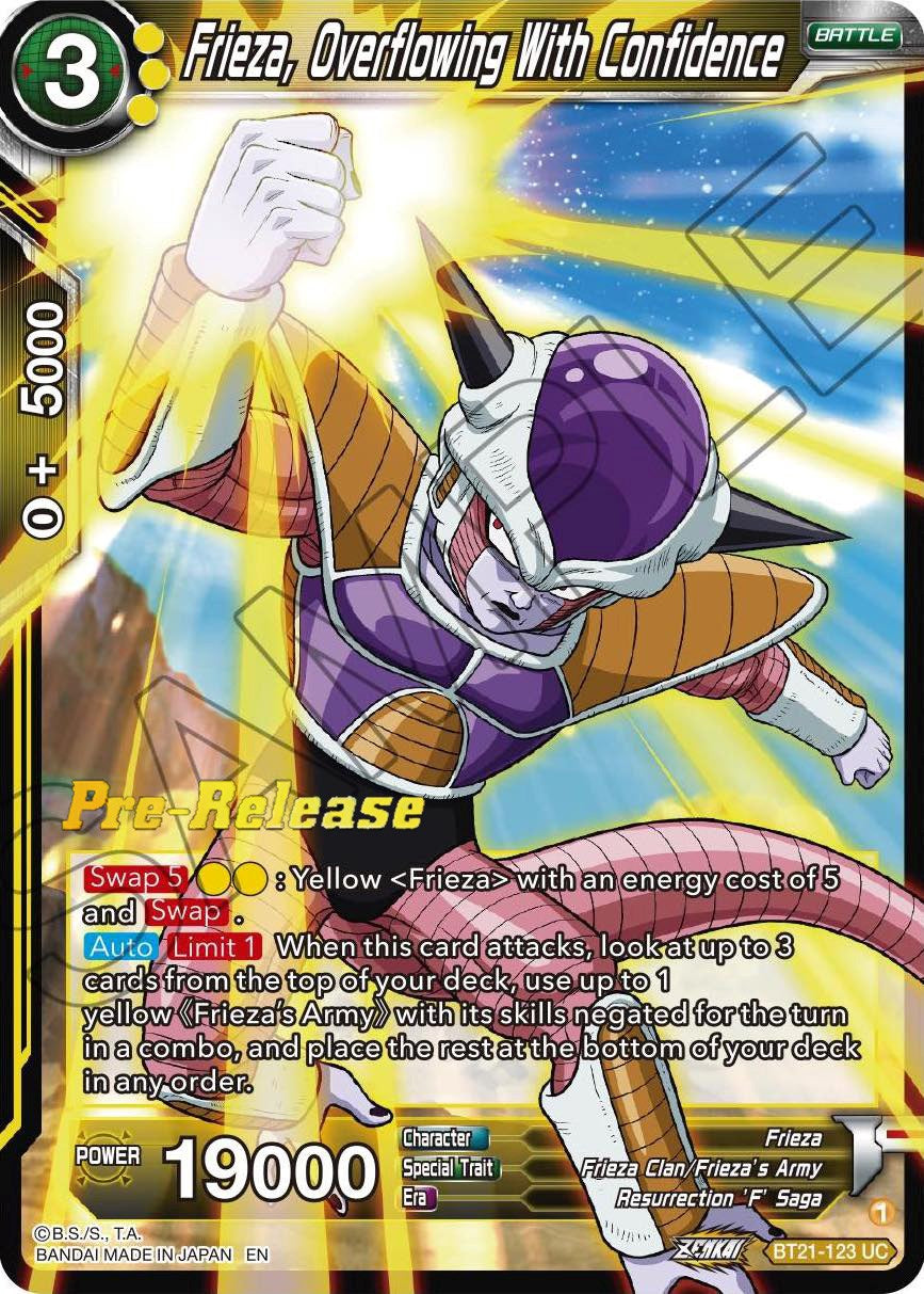 Frieza, Overflowing With Confidence (BT21-123) [Wild Resurgence Pre-Release Cards] | The Time Vault CA