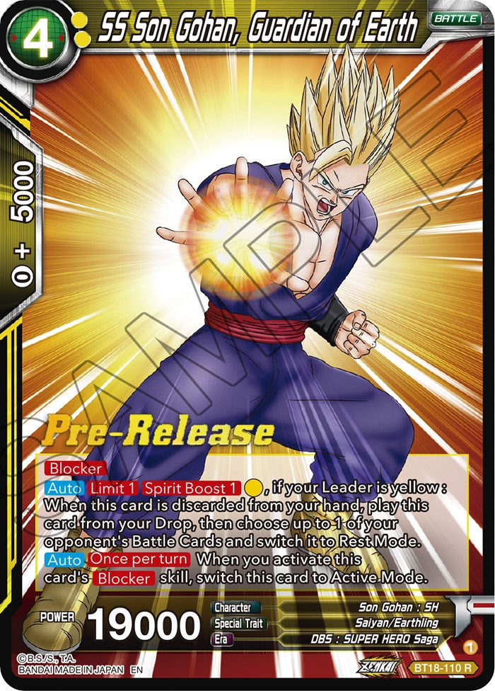 SS Son Gohan, Guardian of Earth (BT18-110) [Dawn of the Z-Legends Prerelease Promos] | The Time Vault CA