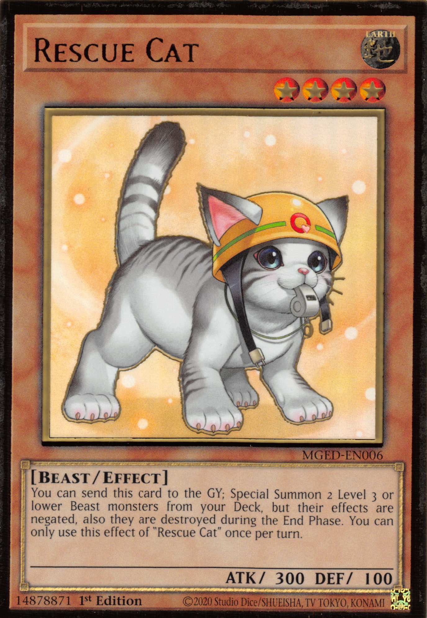 Rescue Cat (Alternate Art) [MGED-EN006] Gold Rare | The Time Vault CA