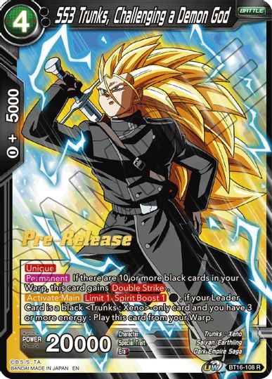 SS3 Trunks, Challenging a Demon God (BT16-108) [Realm of the Gods Prerelease Promos] | The Time Vault CA