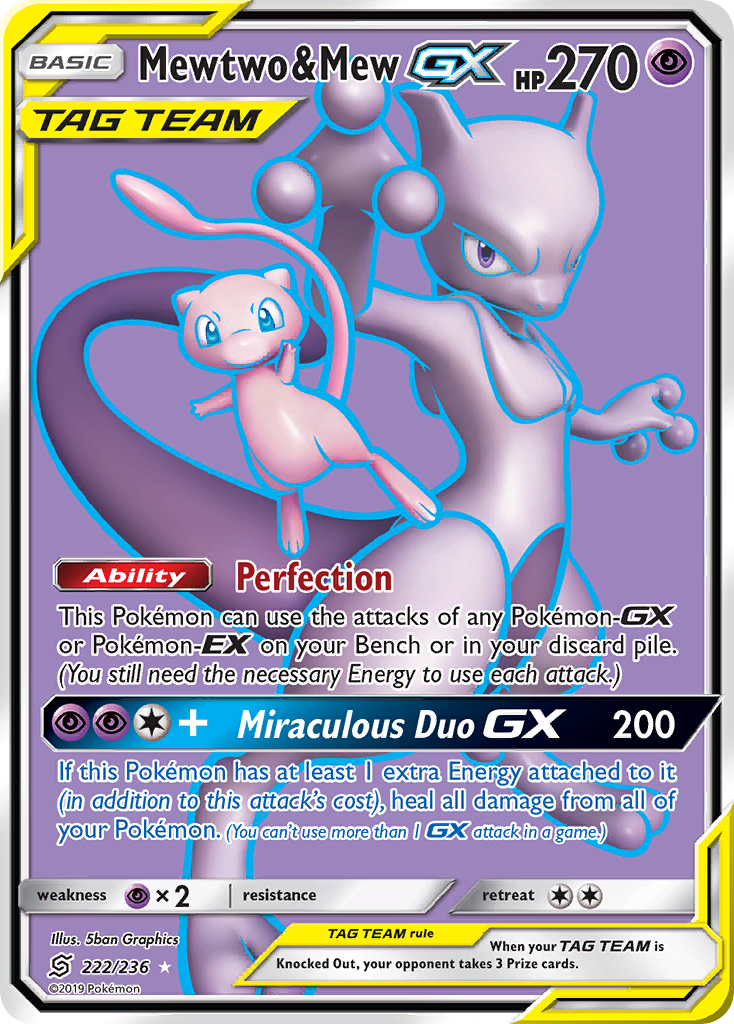 Mewtwo & Mew GX (222/236) [Sun & Moon: Unified Minds] | The Time Vault CA