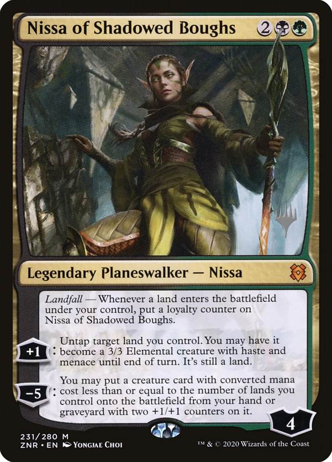 Nissa of Shadowed Boughs (Promo Pack) [Zendikar Rising Promos] | The Time Vault CA