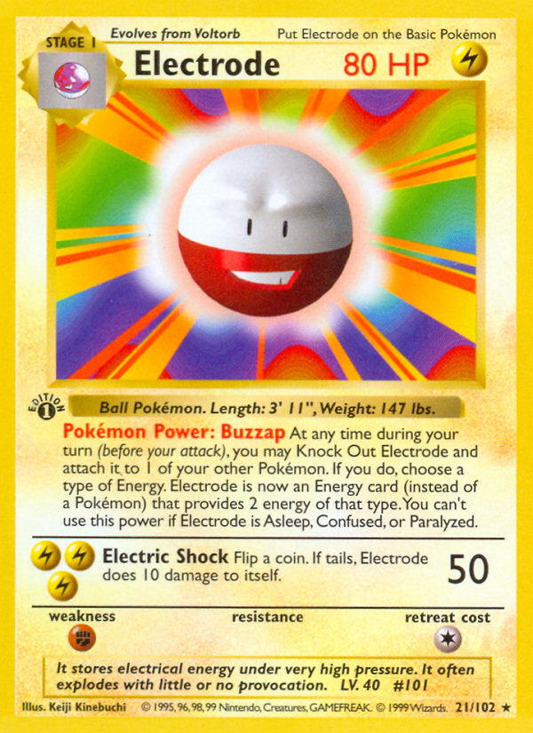 Electrode (21/102) (Shadowless) [Base Set 1st Edition] | The Time Vault CA