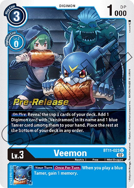 Veemon [BT11-023] [Dimensional Phase Pre-Release Promos] | The Time Vault CA