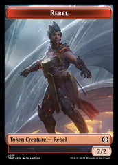 Rebel // Phyrexian Germ Double-Sided Token [Phyrexia: All Will Be One Commander Tokens] | The Time Vault CA