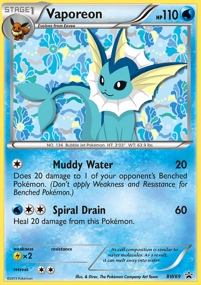 Vaporeon (BW89) [Black & White: Black Star Promos] | The Time Vault CA