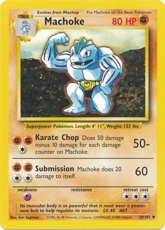 Machoke (34/102) [Base Set Unlimited] | The Time Vault CA