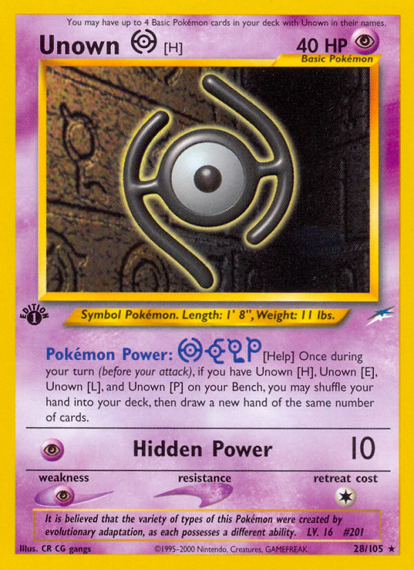 Unown [H] (28/105) [Neo Destiny 1st Edition] | The Time Vault CA