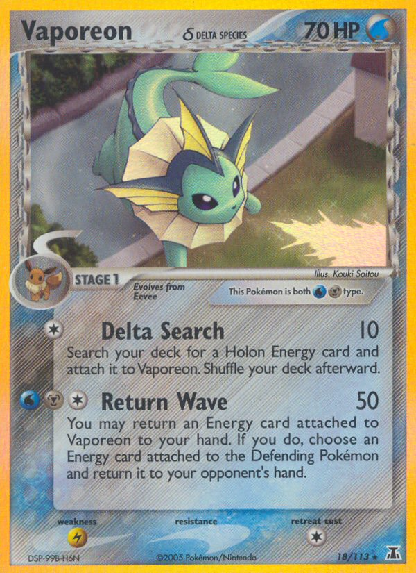 Vaporeon (18/113) (Delta Species) [EX: Delta Species] | The Time Vault CA