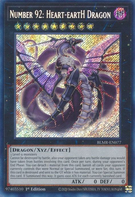 Number 92: Heart-eartH Dragon [BLMR-EN077] Secret Rare | The Time Vault CA