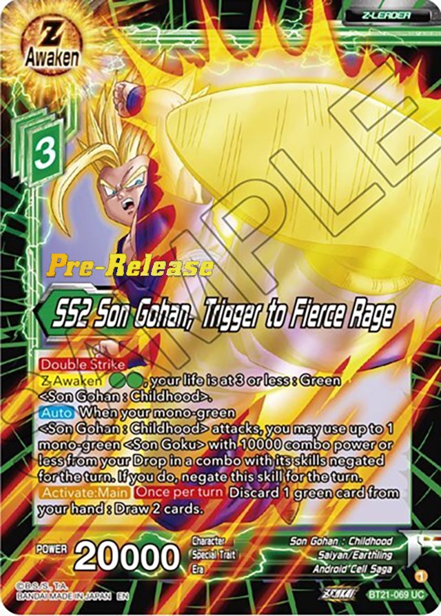 SS2 Son Gohan, Trigger to Fierce Rage (BT21-069) [Wild Resurgence Pre-Release Cards] | The Time Vault CA