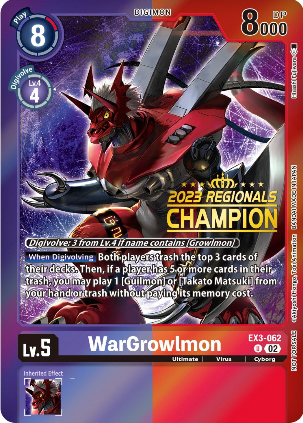 WarGrowlmon [EX3-062] (2023 Regionals Champion) [Draconic Roar Promos] | The Time Vault CA