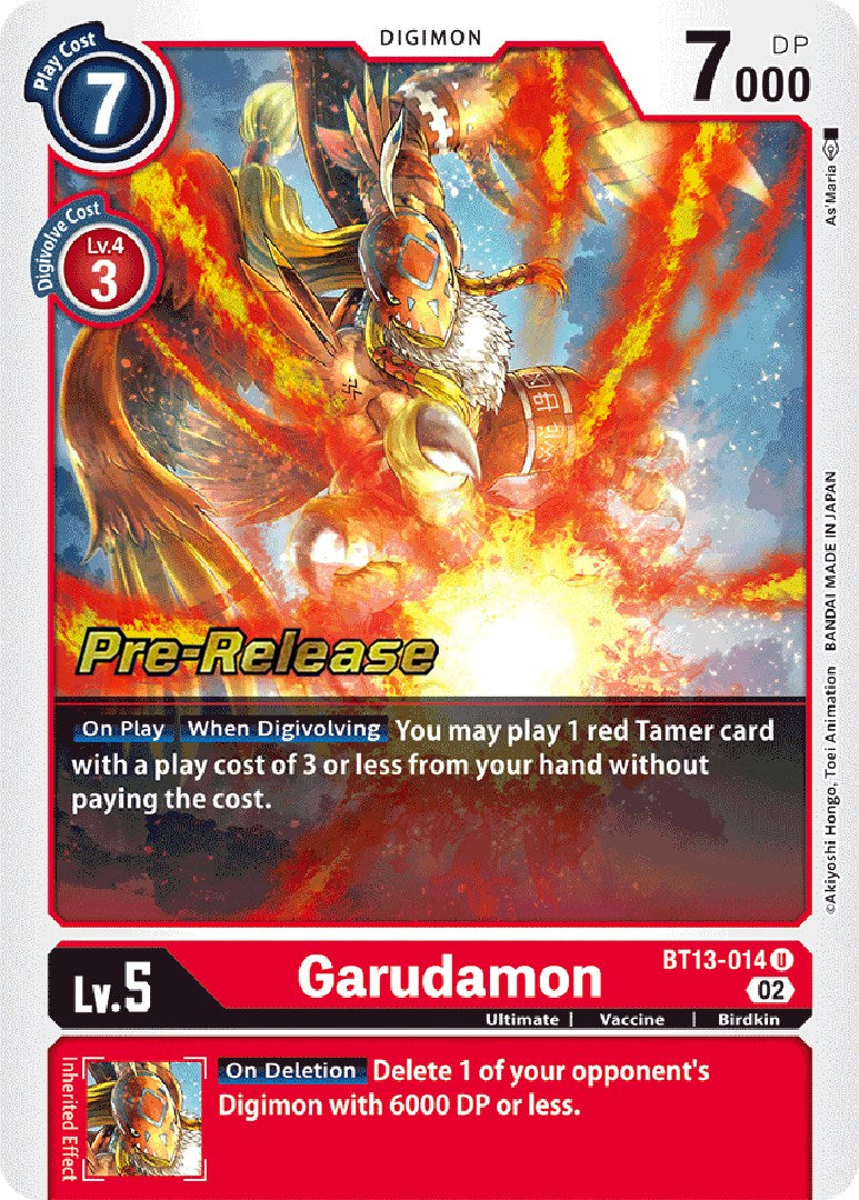Garudamon [BT13-014] [Versus Royal Knight Booster Pre-Release Cards] | The Time Vault CA