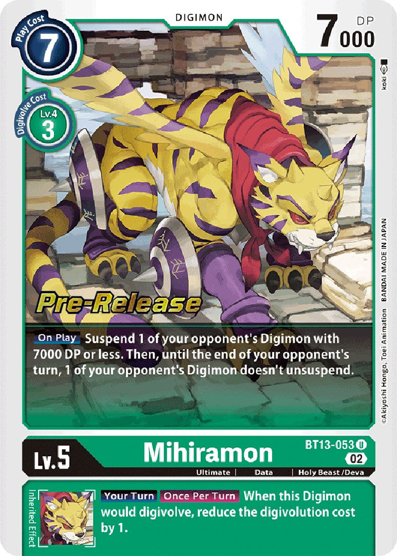 Mihiramon [BT13-053] [Versus Royal Knight Booster Pre-Release Cards] | The Time Vault CA