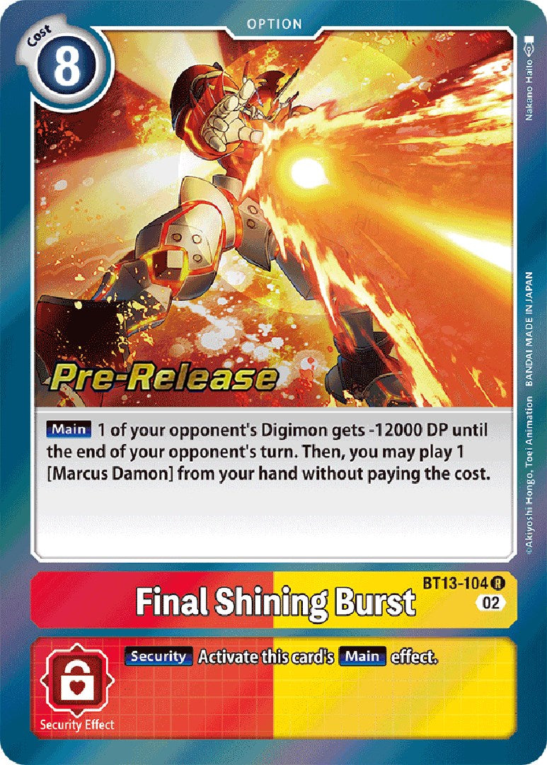 Final Shining Burst [BT13-104] [Versus Royal Knight Booster Pre-Release Cards] | The Time Vault CA