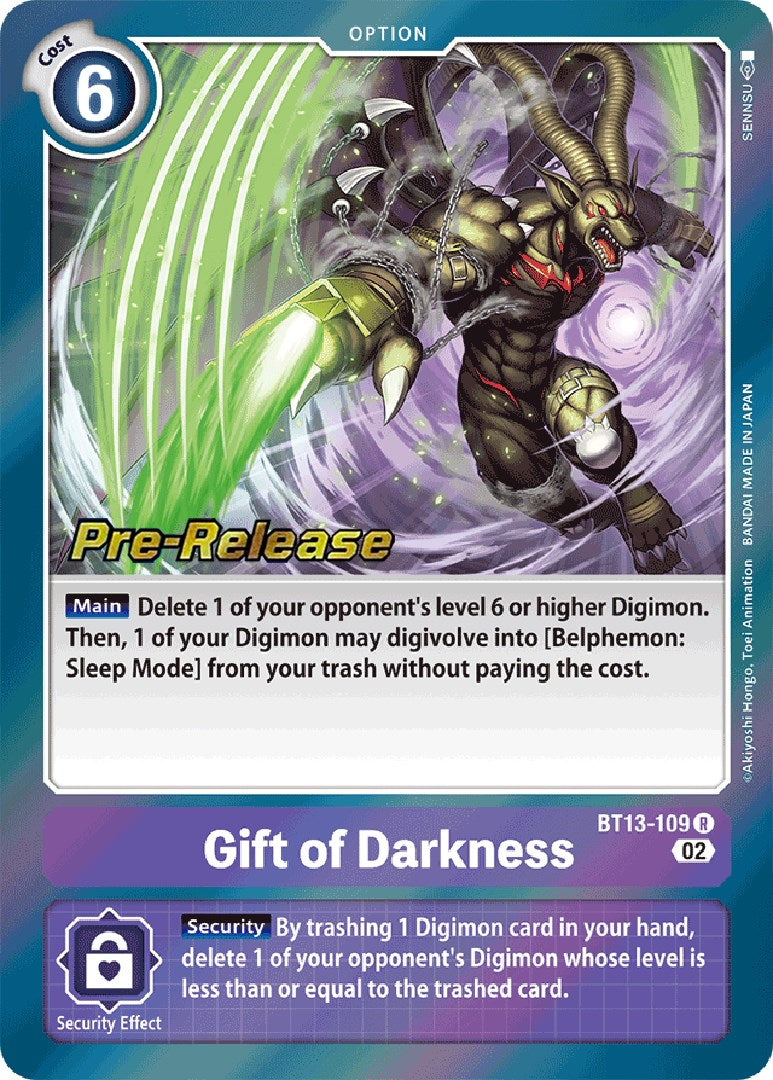 Gift of Darkness [BT13-109] [Versus Royal Knight Booster Pre-Release Cards] | The Time Vault CA