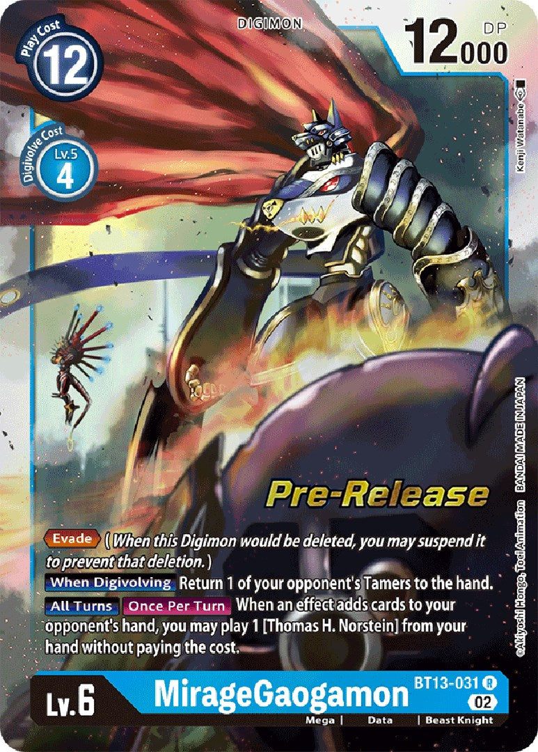 MirageGaogamon [BT13-031] [Versus Royal Knight Booster Pre-Release Cards] | The Time Vault CA