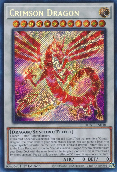 Crimson Dragon [DUNE-EN038] Secret Rare | The Time Vault CA