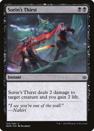 Sorin's Thirst [War of the Spark] | The Time Vault CA