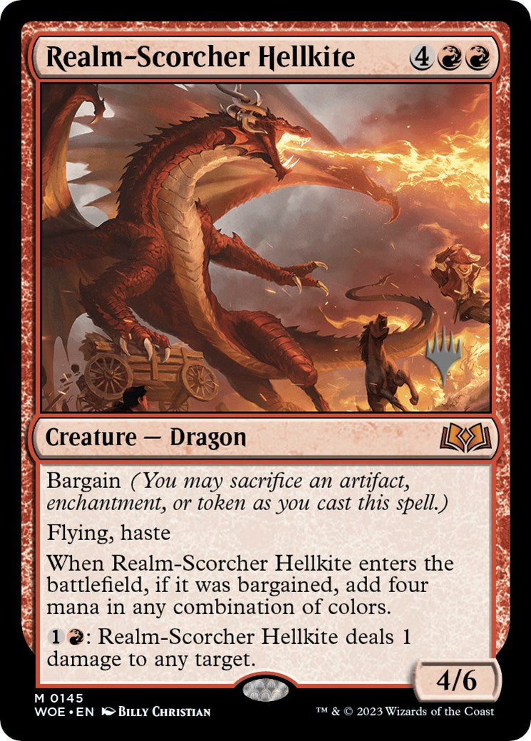Realm-Scorcher Hellkite (Promo Pack) [Wilds of Eldraine Promos] | The Time Vault CA