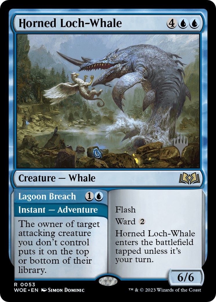 Horned Loch-Whale // Lagoon Breach (Promo Pack) [Wilds of Eldraine Promos] | The Time Vault CA