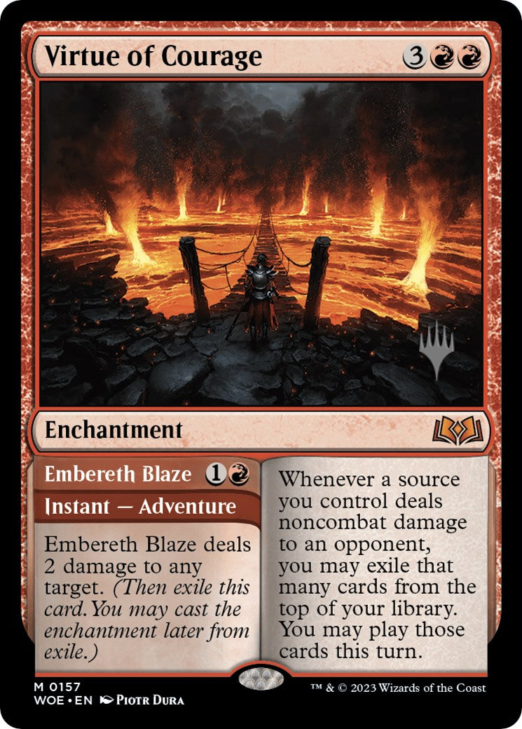 Virtue of Courage //Embereth Blaze (Promo Pack) [Wilds of Eldraine Promos] | The Time Vault CA